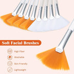 9 Pieces Facial Fan Mask Brushes, Soft Facial Applicator Brushes Tools - Image 3