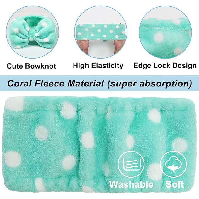 Shintop Sweet Super Soft Caroset Polka Dots Wash Cosmetic Headband Hairlace - Image 4