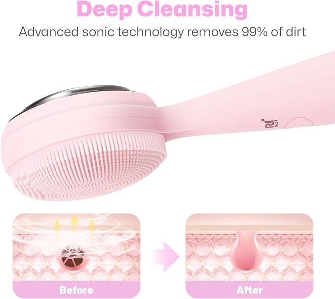 PRITECH Facial Cleansing Brush, Rechargeable Silicone Face Scrubber - Image 2
