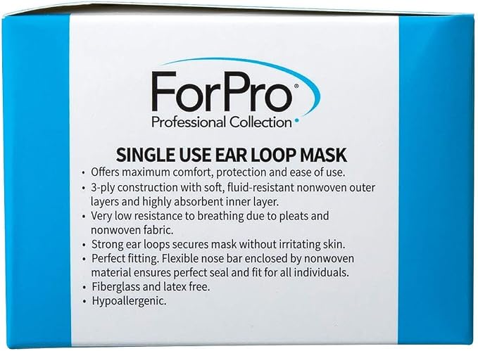 ForPro Professional Collection Single Use Ear Loop Mask, 3-Ply Disposable - Image 3