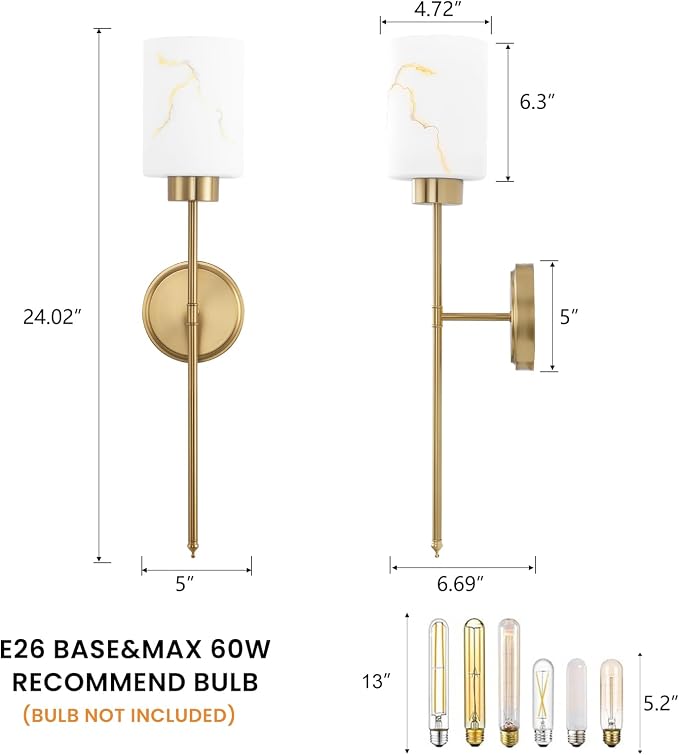 Gold Wall Sconces Set of 2 - Image 5