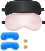 Sleep mask w/Cooling Gel Eye Mask, Reusable Ice Silk Blackout Eye Cover by Cavoilu