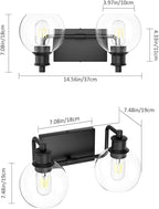 Tipace 2 Lights Industrial Bathroom Vanity Light Fixtures Over Mirror Black - Image 3
