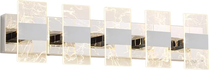 Modern LED Bathroom Light Fixtures Dimmable 5-Light Chrome Vanity Light - Image 9