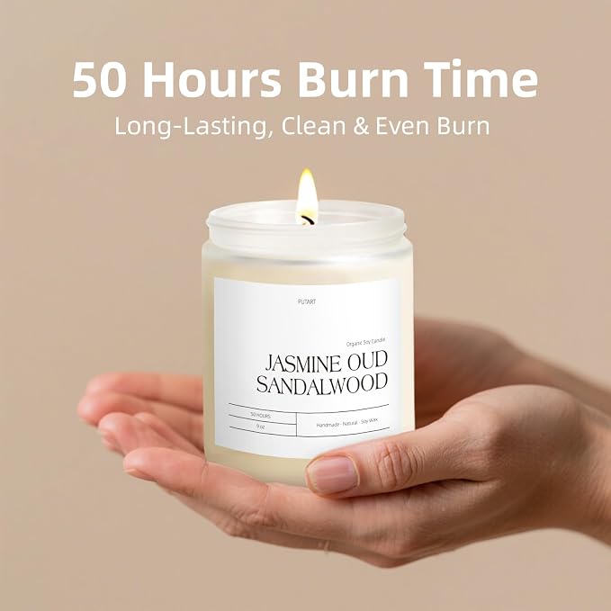 Jasmine, Oud & Sandalwood Scented Candles - Image 4
