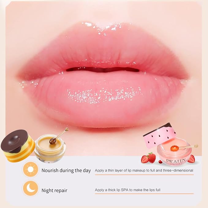 Strawberry & Honey Lip Balm, Vitamin E Lip Masks & Moisturizing Propolis - Image 3