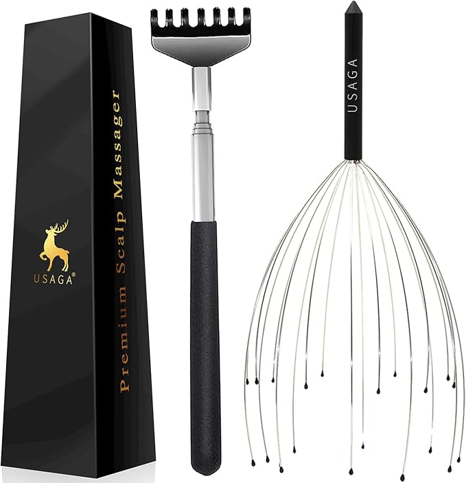 USAGA 20 Fingers Head Massager Scalp Massager Head Scratcher Extendable Back by USAGA