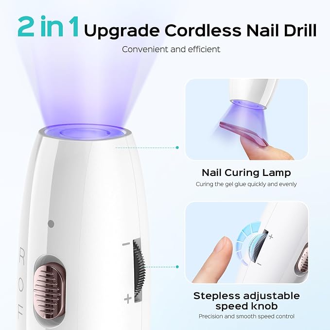 COSLUS Cordless Nail Drill Electric C41: 2-in-1 Nail File - Image 2