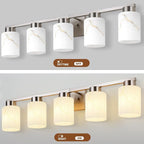 5-Light Bathroom Light Fixtures, Modern Vanity Lights, Brushed Nickel Metal - Image 7