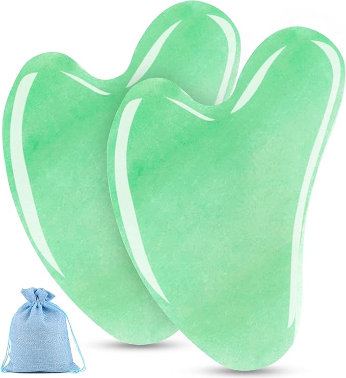 esur Jade Gua Sha Facial Tool Set, 2 Pack Guasha Tool by ESUR