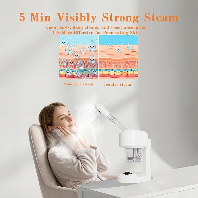 Nano Ionic Facial Steamer, 360° Rotatable Portable Mist Sprayer, Warm Mist Face - Image 6