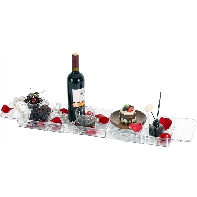 Expandable Bathtub Trays for Tub, Acrylic Bath Shelf Over Tub, - Image 5