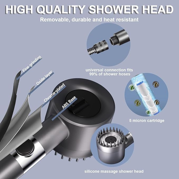 Filtered Shower Head with Handheld, ion High Pressure 4 Spray Mode Showerhead - Image 3