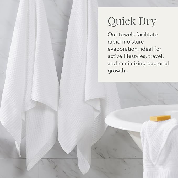 NY Loft 100% Cotton 6 Piece Bath Towel Set | White Towels | Oeko-TEX® Standard - Image 3
