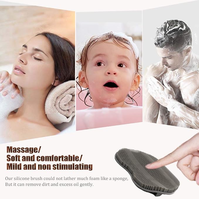 1 Pack Soft Silicone Shower Brush Body Wash Bath Exfoliating Skin Massage - Image 3