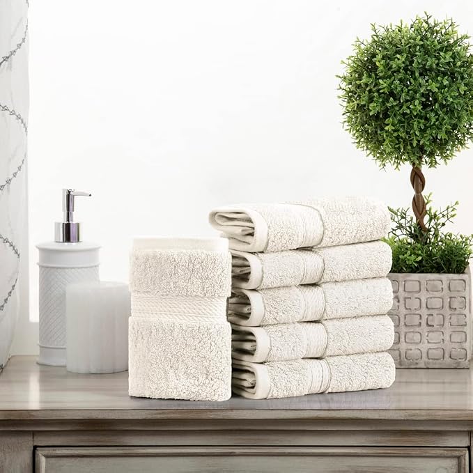 Superior Egyptian Cotton Pile Face Towel/Washcloth Set of 6, Ultra Soft Luxury - Image 2