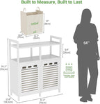 Homykic Tilt Out Laundry Hamper Cabinet, Bamboo Double Laundry Hamper - Image 7