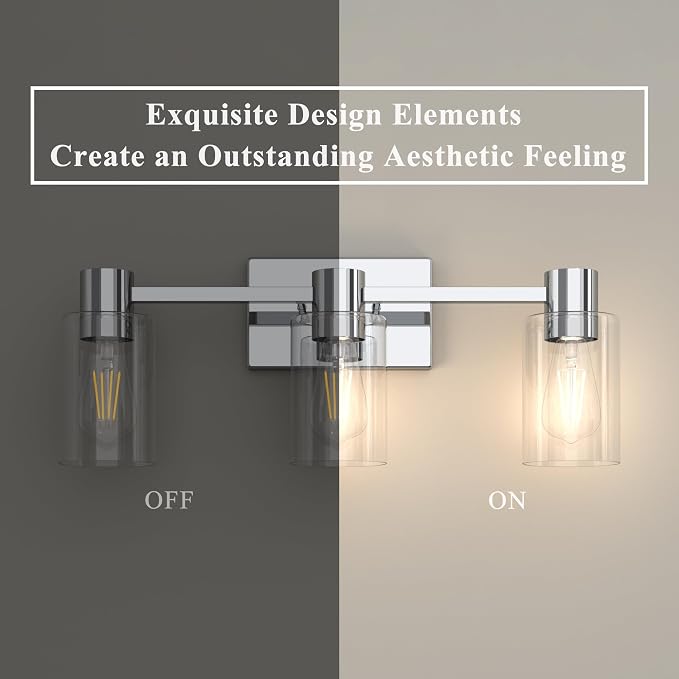 3-Light Modern Vanity Light Fixtures Over Mirror, Polished Chrome Bathroom - Image 3