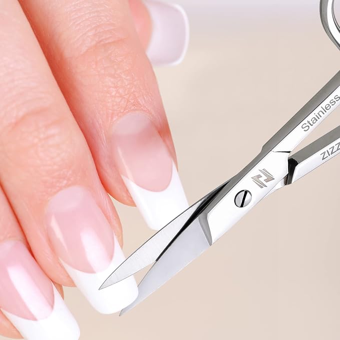 Nail Scissors Curved Micro Serrated Stainless Steel Eyebrow Scissors - Image 2