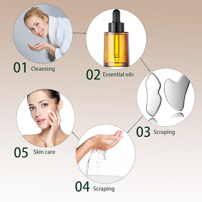2Pcs gua sha facial tools stainless steel guasha set - Image 7