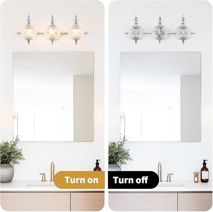 Brushed Nickel Bathroom Vanity Light Fixture Vintage Style - Image 7