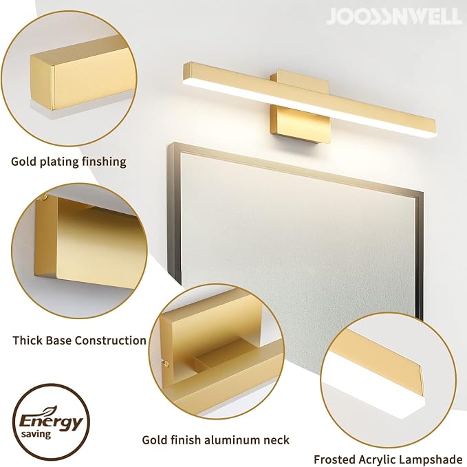 Joossnwell Gold Vanity Lights for Bathroom 24 Inch Dimmable 5CCT Modern Bath - Image 5