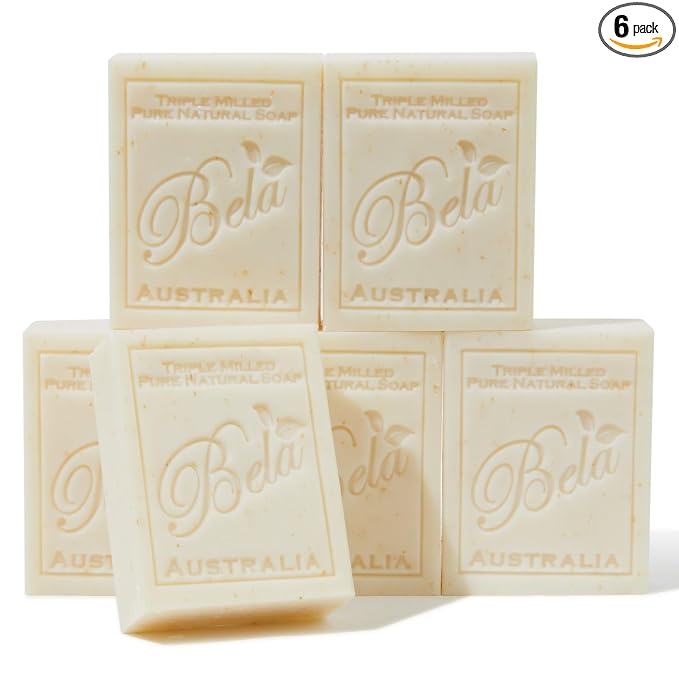 BELA Spearmint and Bran Soap 3.3 OZ- French Triple Milled Bar Soap by BELAPURENATURALSOAPSANDODORELIMINATINGHOMEFRAGRANCES