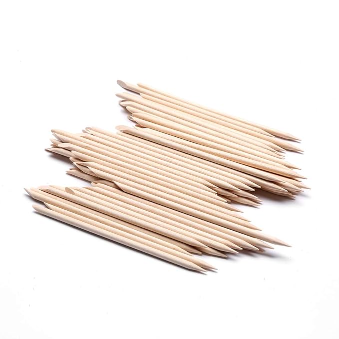100 Pcs Orange Wood Nail Sticks Double Sided Multi Functional Cuticle Pusher - Image 2