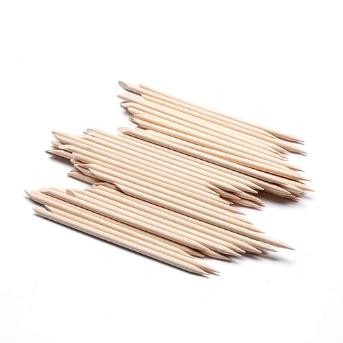 100 Pcs Orange Wood Nail Sticks Double Sided Multi Functional Cuticle Pusher - Image 2