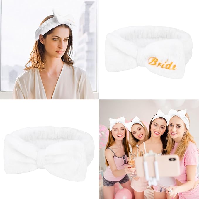 CIEHER 8 Pcs White Spa Headbands Bachelorette Party Favors - Image 6