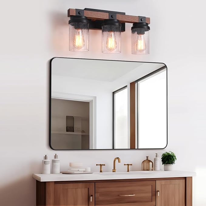Farmhouse Vanity Light Fixtures, 3-Light Rustic Bathroom Lights Over Mirror - Image 7