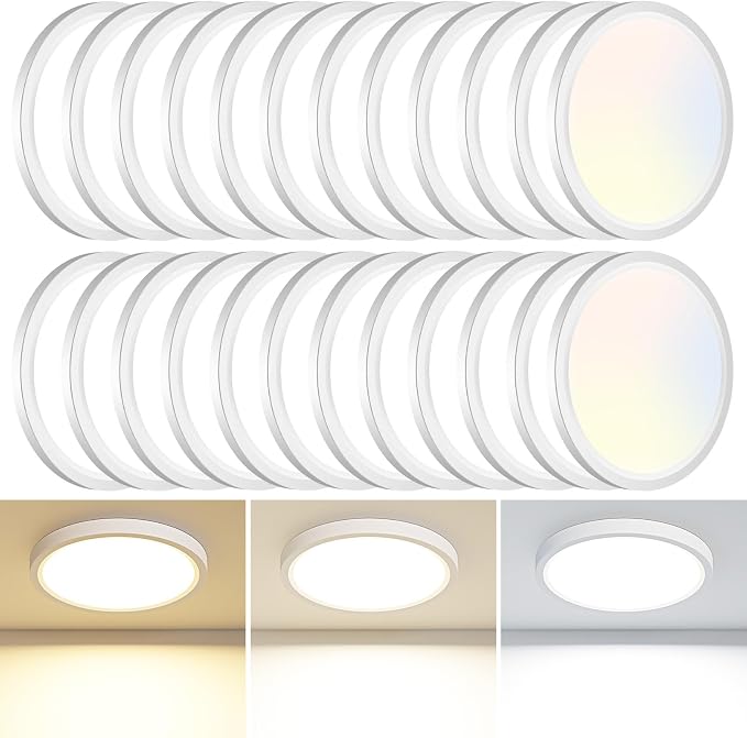 24PACK LED Flush Mount Ceiling Light Fixture, 3000K-4000K-6500K & 100W by CeilingLights