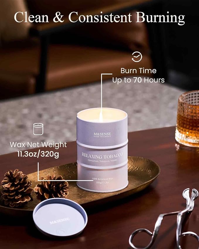 M&SENSE Tobacco Vanilla Scented Candles Natural Non Toxic, Aromatherapy Candle - Image 4