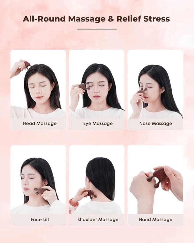 Gua Sha Massager for Face, Natural Sandalwood Wooden Guasha Scraping Massage - Image 2