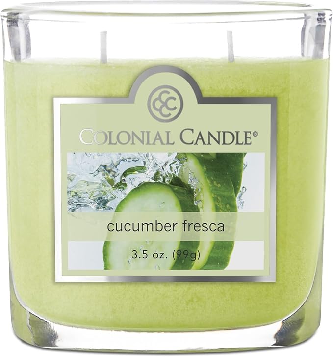 Colonial Candle Cucumber Fresca Scented Jar Candle, 2 Wick, 3.5 oz, Mottled Wax by ColonialCandle