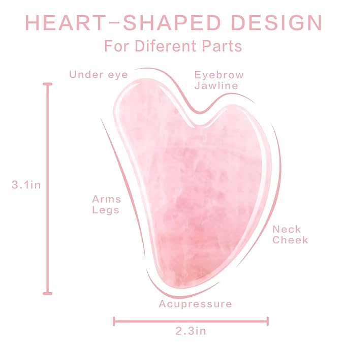 Gua Sha Facial Tools, Natural Rose Quartz Guasha Tool - Image 2