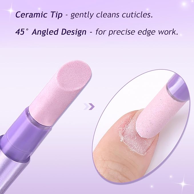5PCS Cuticle Oil Pusher Pen Set, 2-in-1 Ceramic Cuticle Pushers - Image 3