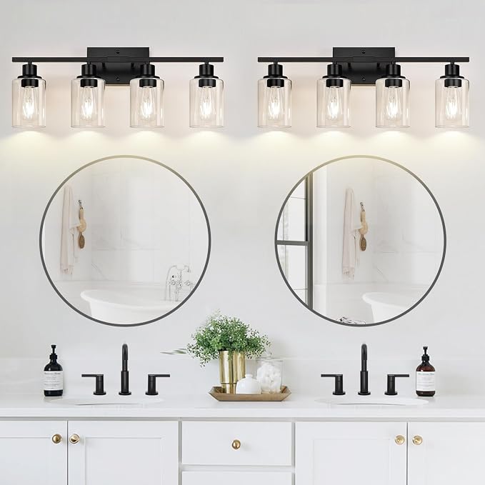 Indoi 4-Light Bathroom Light Fixtures, Matte Black Modern Vanity Lights - Image 7