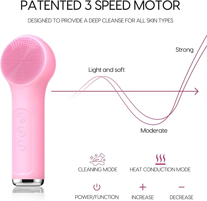 Silicone Facial Cleansing Brush, Portable Electric Face Scrubber - Image 7