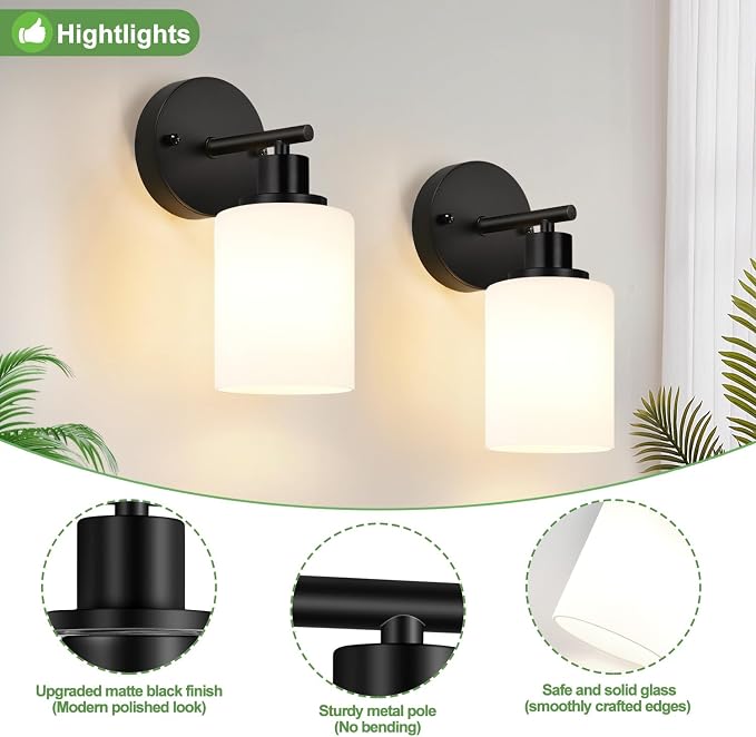 Set of 2 Wall Sconces for Bathroom, Bathroom Wall Lamp, for Bathroom, for Mirror - Image 3