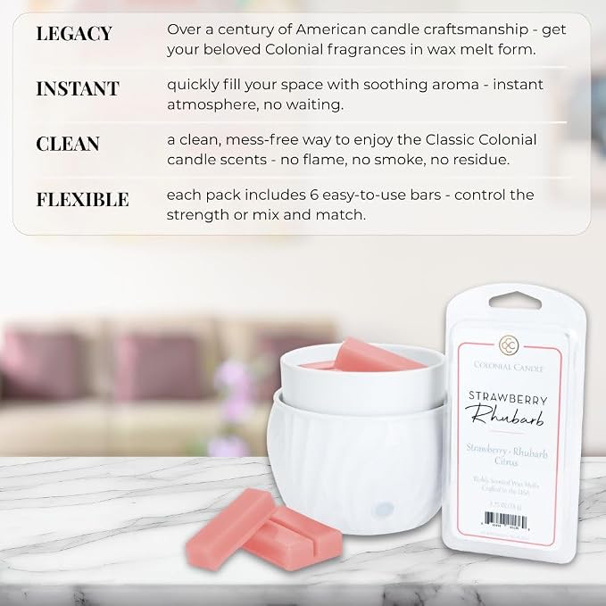 Colonial Candle Strawberry Rhubarb Scented Wax Melts, Wax Melt Warmer Cubes - Image 5