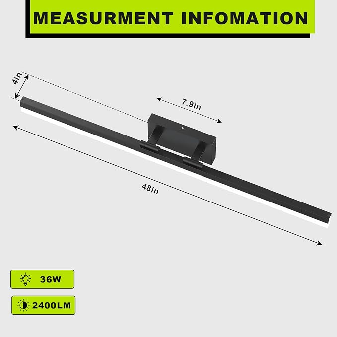 IZORRO Modern Bathroom Vanity Light 48 inch, 36W Dimmable Led Bathroom Light - Image 3