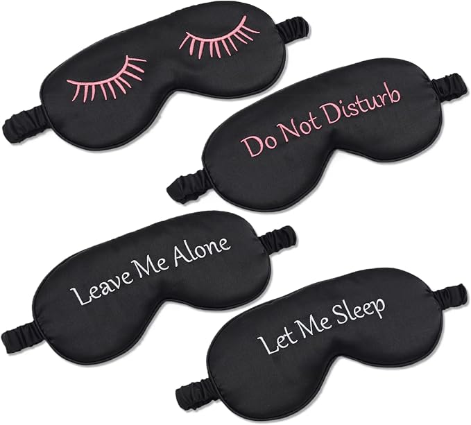 4 Pack Eye Mask for Sleeping Silky Funny Soft Satin Sleep Shade Cover Blindfold - Image 6