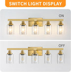 5 Light Gold Bathroom Vanity Light, Bathroom Light Fixtures - Image 5