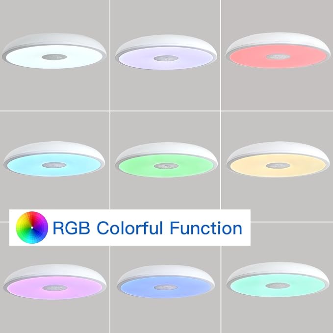 Smart Waterproof LED Flush Mount Ceiling Light Fixture, - Image 5