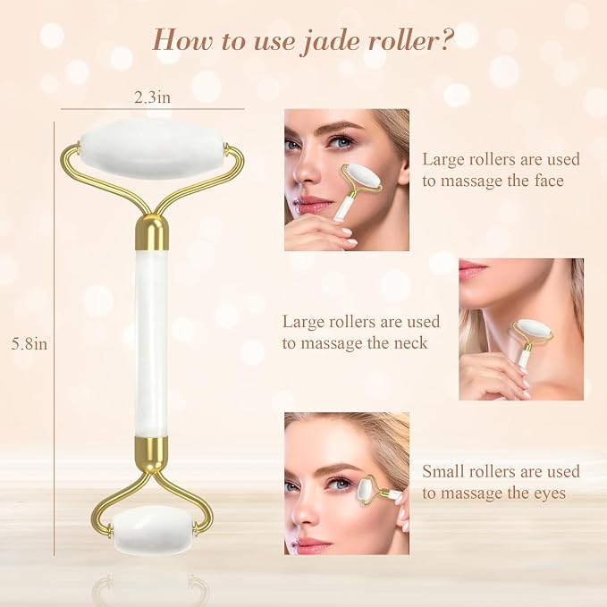 Gua Sha Facial Massage Tool & Jade Roller Set, Facial Massager - Image 5