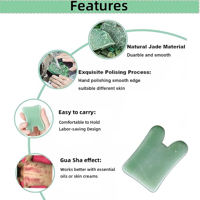 Gua Sha Facials Tools for Nose Massage Tools Board Natural Jade Stone for SPA - Image 2