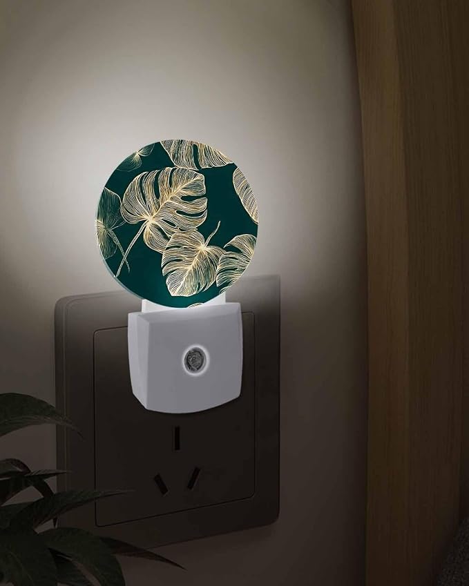 Night Lights Auto Sensor Golden Palm Leaves Night Light Summer Tropical - Image 3