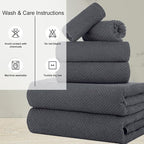 CASA COPENHAGEN Popcorn 6Pcs 100% Egyptian Cotton Large Designer Towels Gift - Image 4