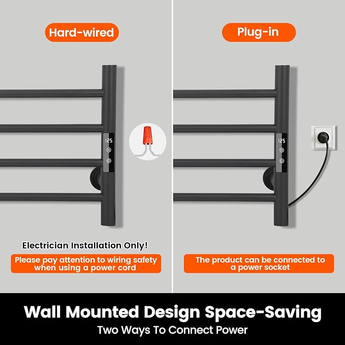 4 Bars Towel Warmer Rack, Electric Wall Mounted Heated Towel Rack - Image 4